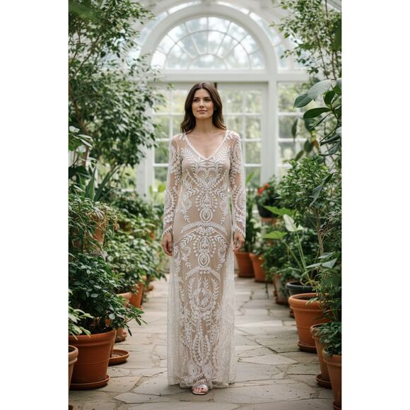 Nude and Lace Wedding Dress/Gown Size 18W NWT - Picture 6 of 6